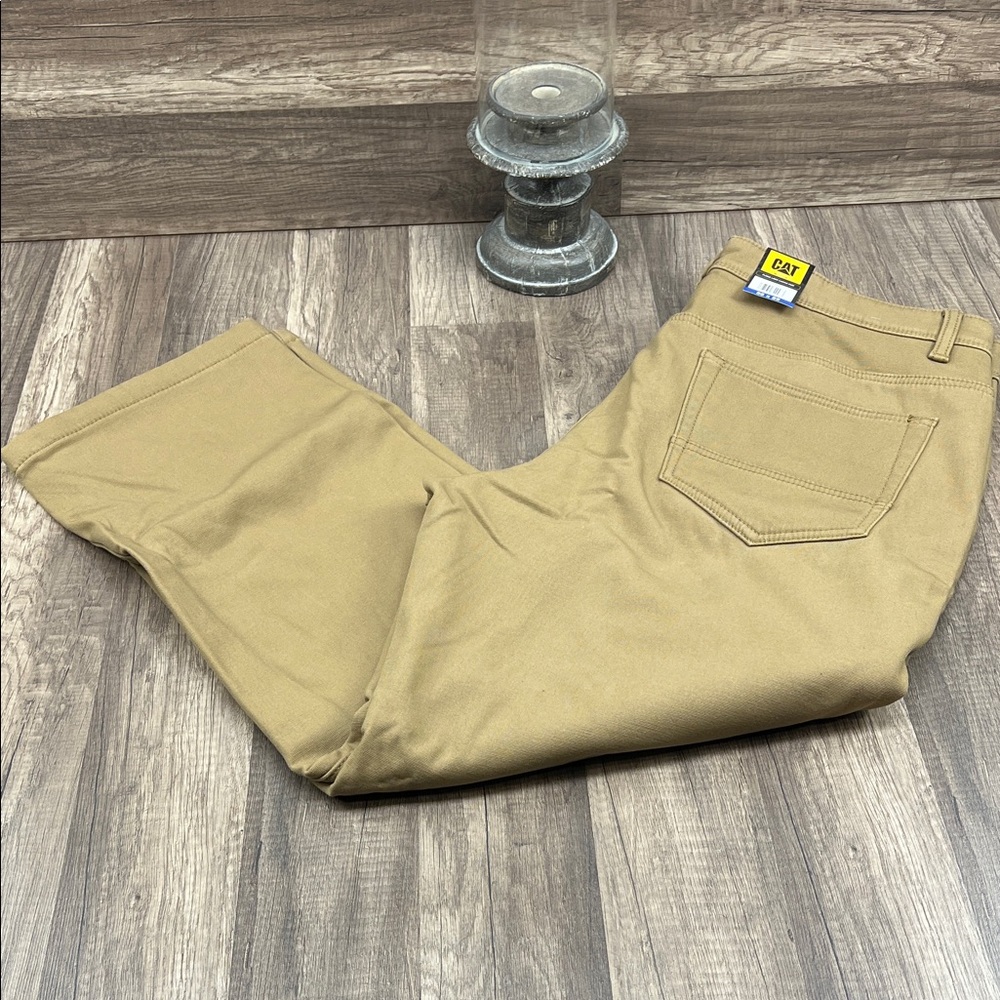 NWT CAT Men' Fleece Lined Canvas Tan Pant